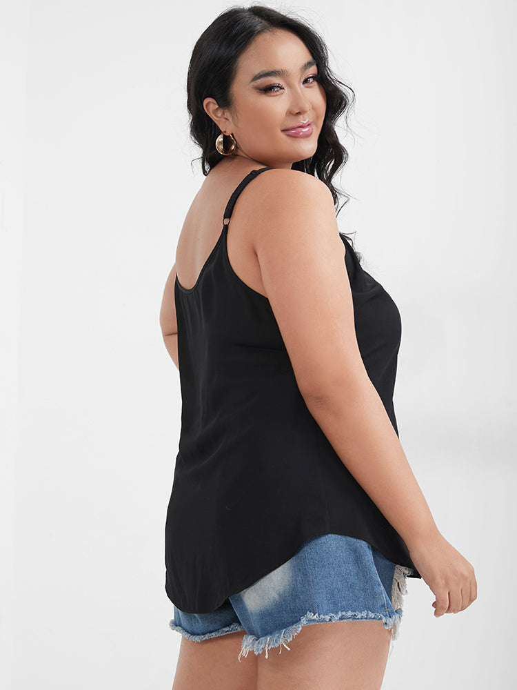 Plain Contrast Lace Crisscross Cami Top