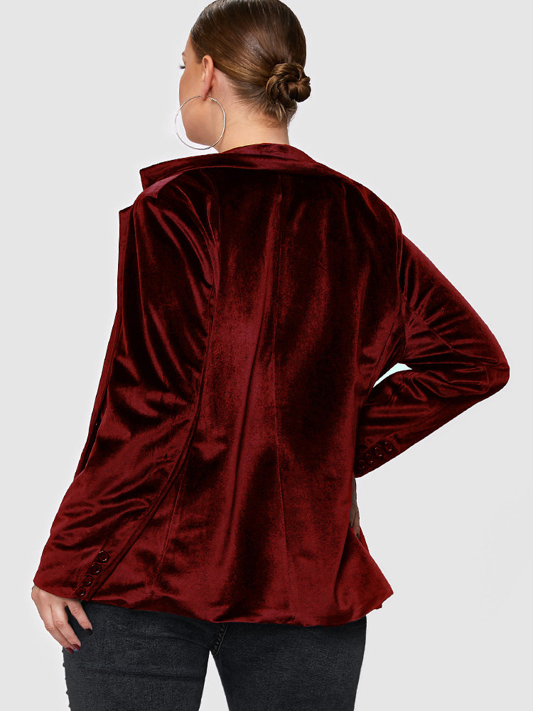 Button Velvet Pocket Blazer