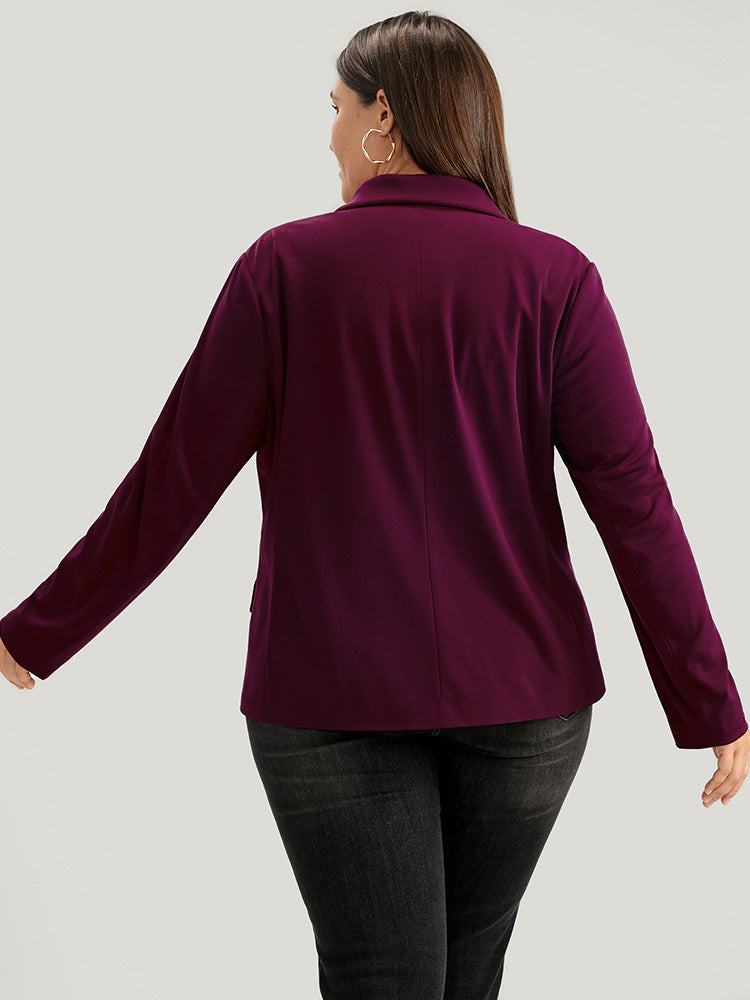 Solid Flap Pocket Suit Collar Button Up Blazer