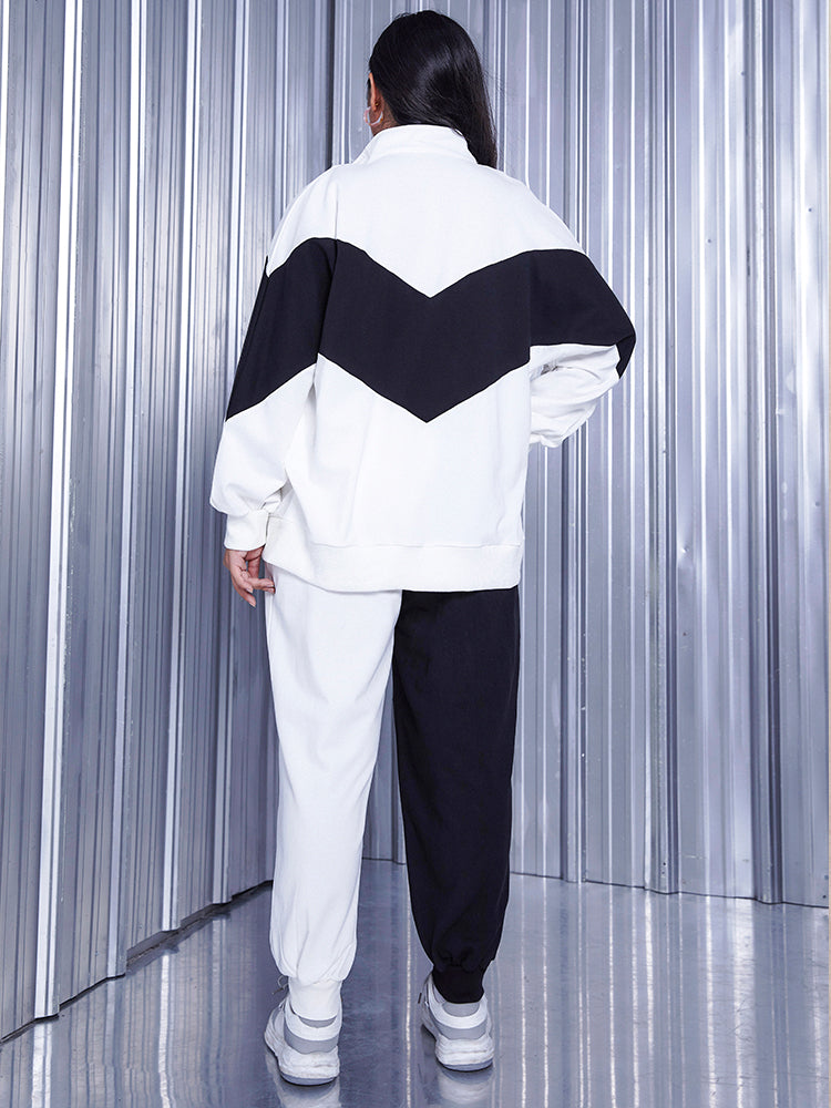 Black and White Contrast High Waist Pants