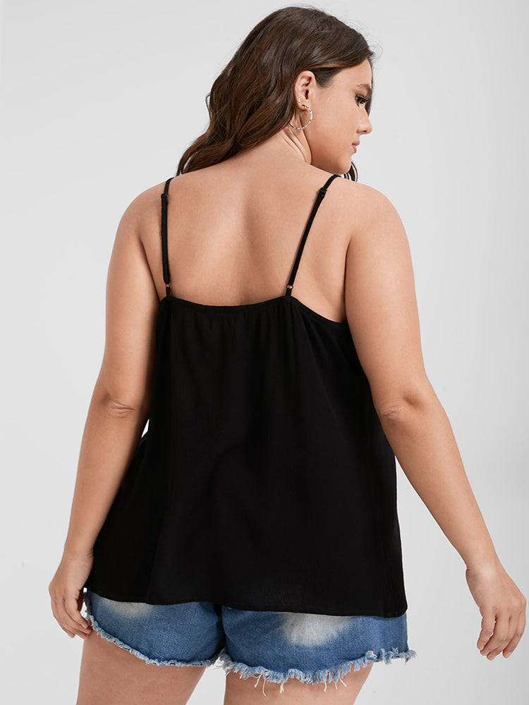 Solid Lace Patchwork Cut Out Cami Top