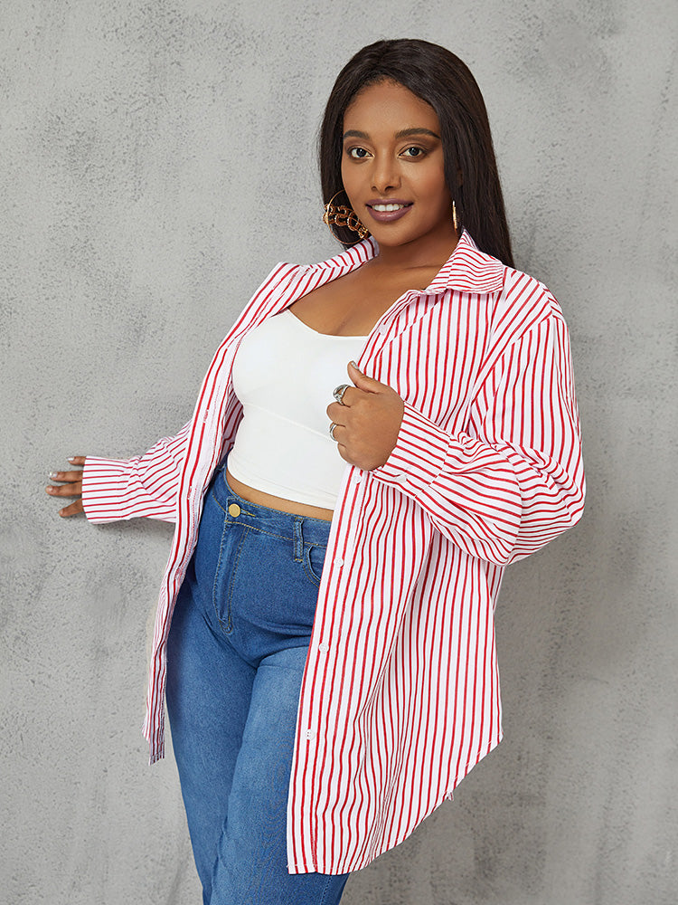 Button Stripe Blouses