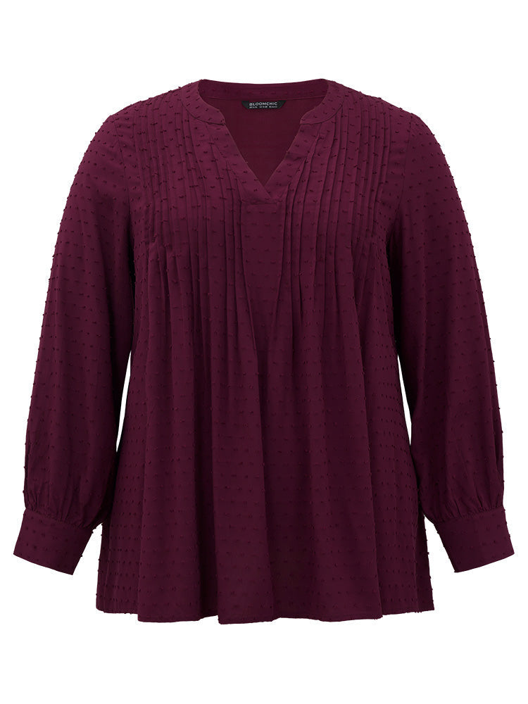 Plicated Detail Polka Dot Blouse