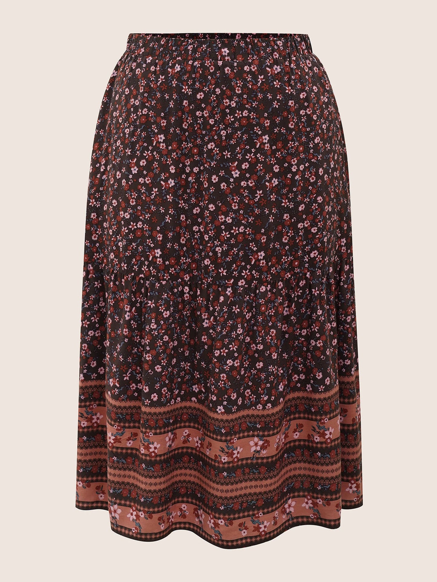 Rayon Boho Print Elastic Waist Pocket Skirt