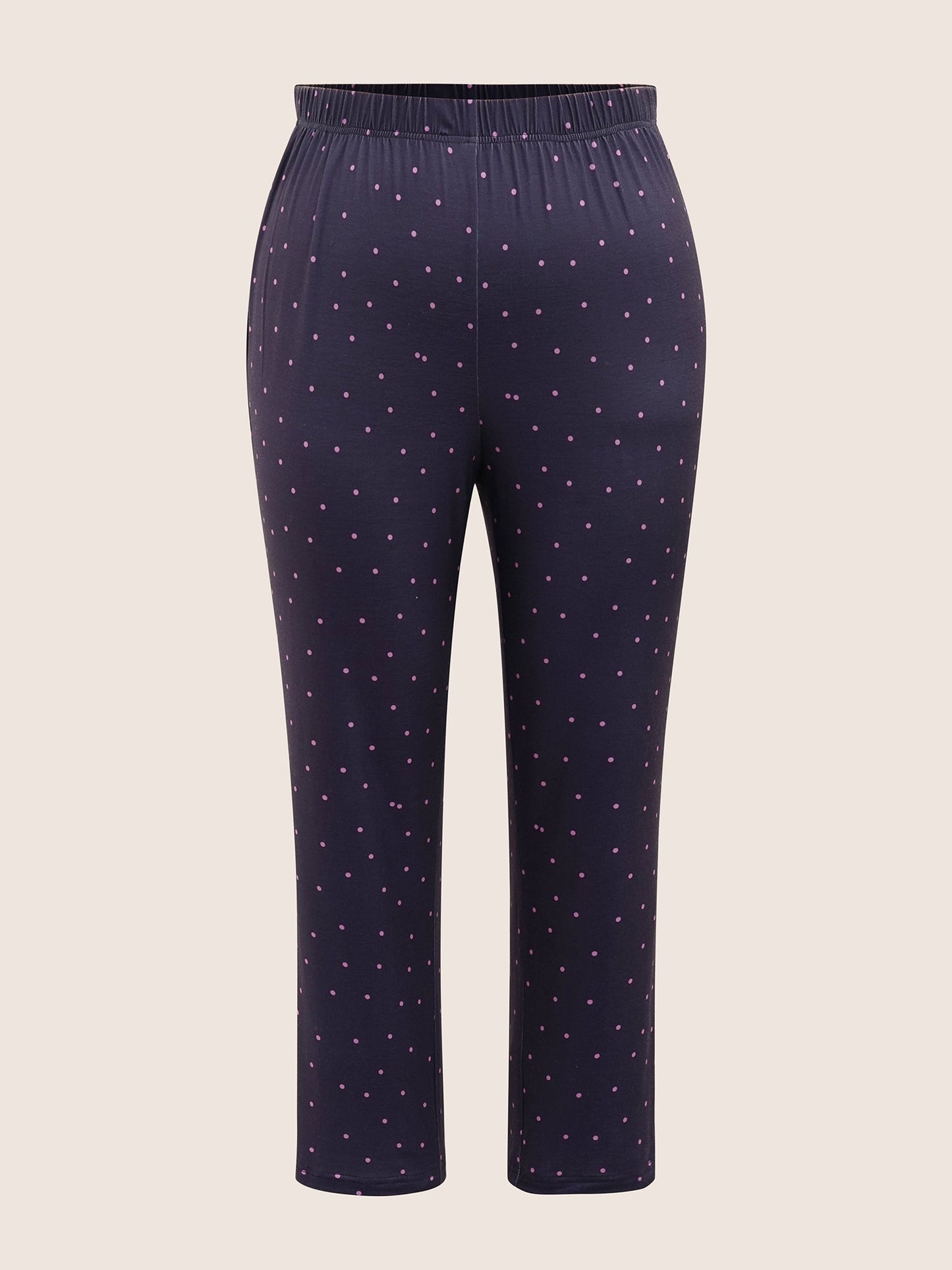 Polka Dot Contrast Elastic Waist Sleep Bottoms