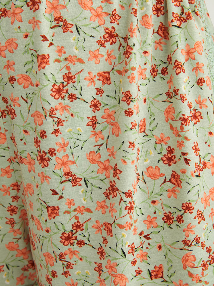 Ditsy Floral Elastic Waist Sleep Shorts