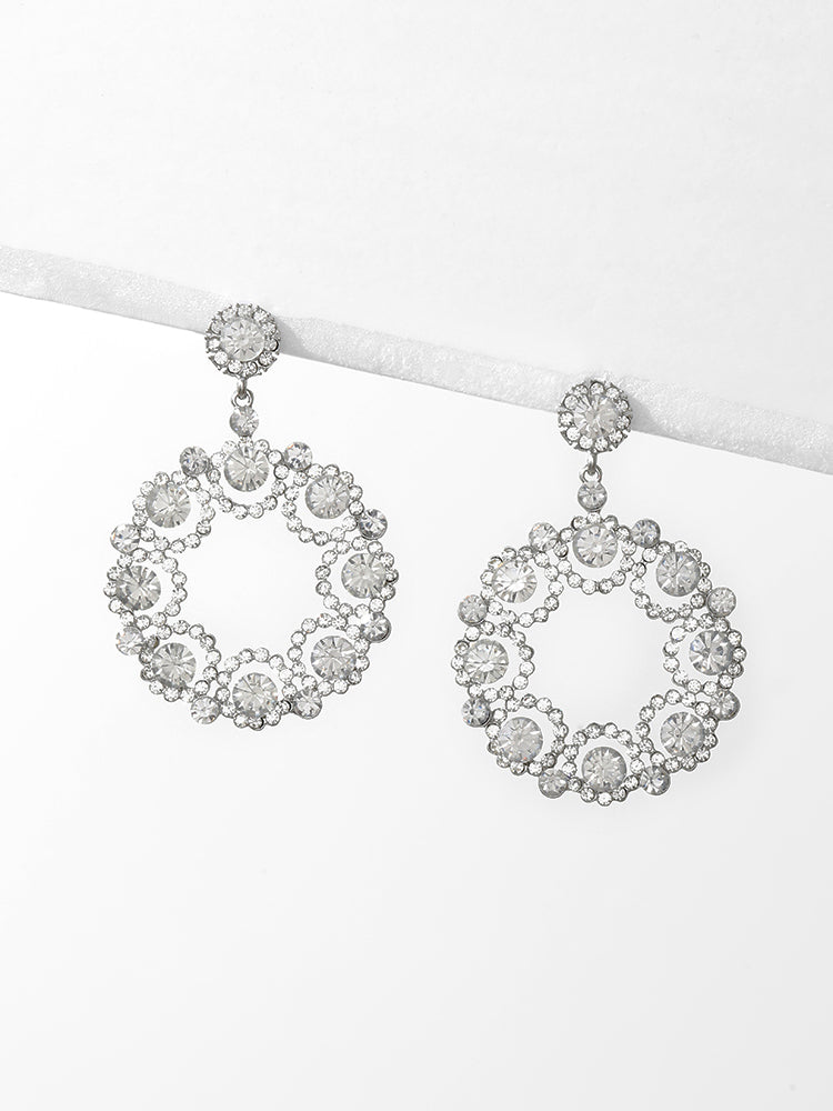 Rhinestone Round Drop Earrings