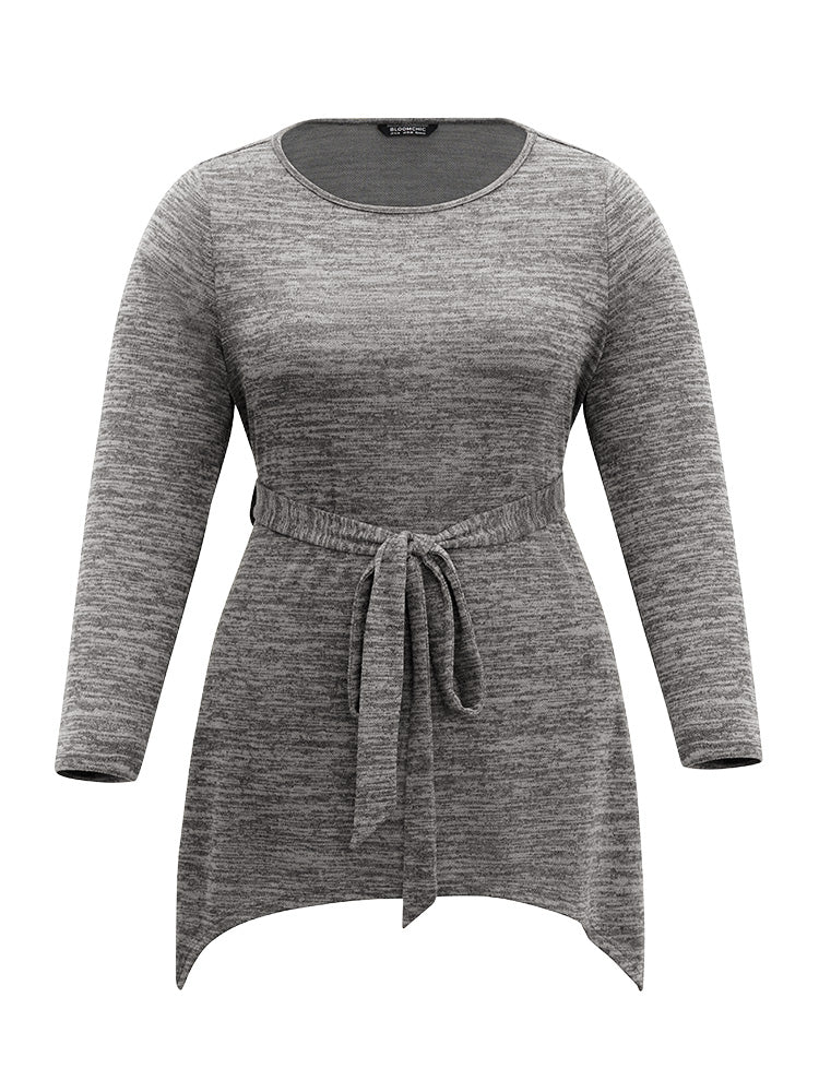 Solid Heather Belted Hanky Hem T-shirt