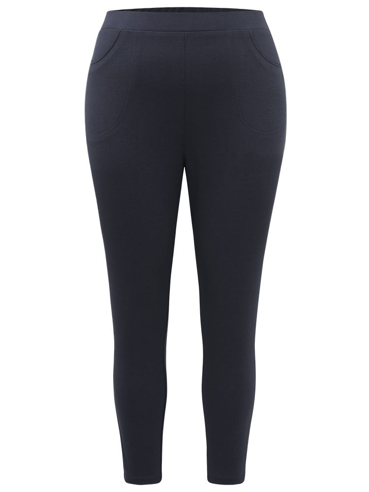 Plain High Rise Skinny Pocket Pants