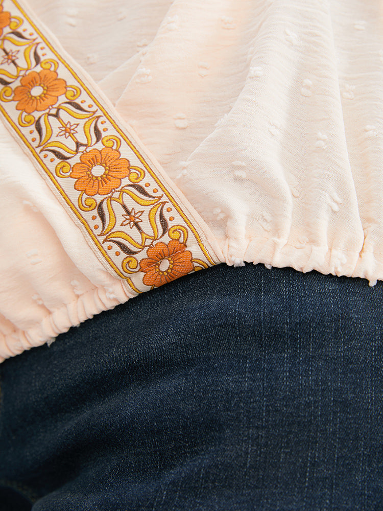 Bandana Print Tassels Surplice Neck Blouse