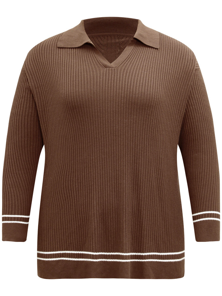 Supersoft Essentials Polo Striped Contrast Pullover