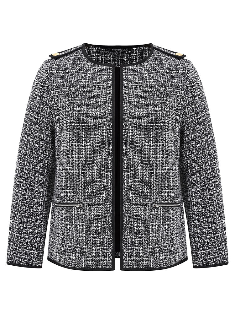 Tweed Pocket Button Detail Jacket