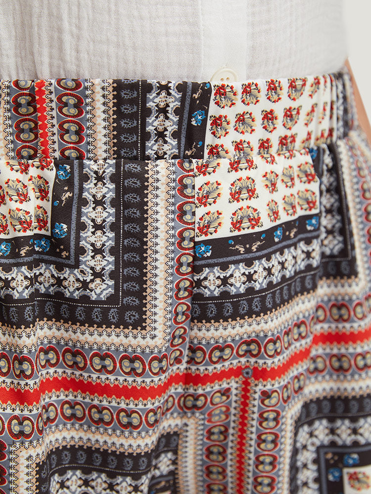 Moroccan Print Pocket Elastic Waist Shorts