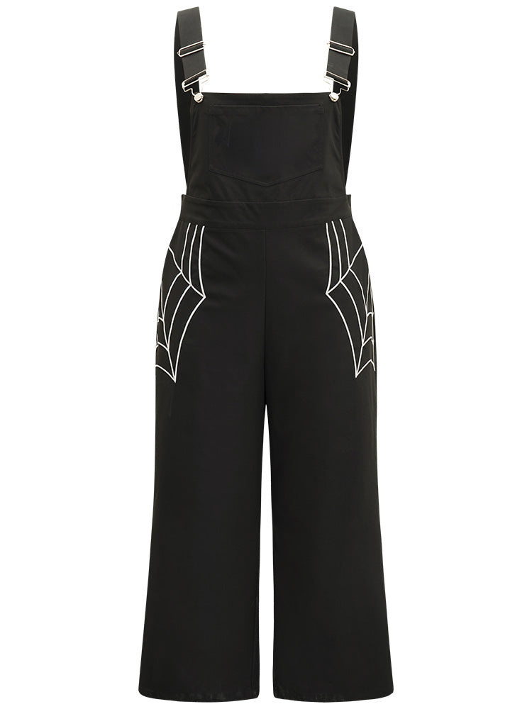 Halloween Bat Print Pocket Overall Cami Jumpsuit