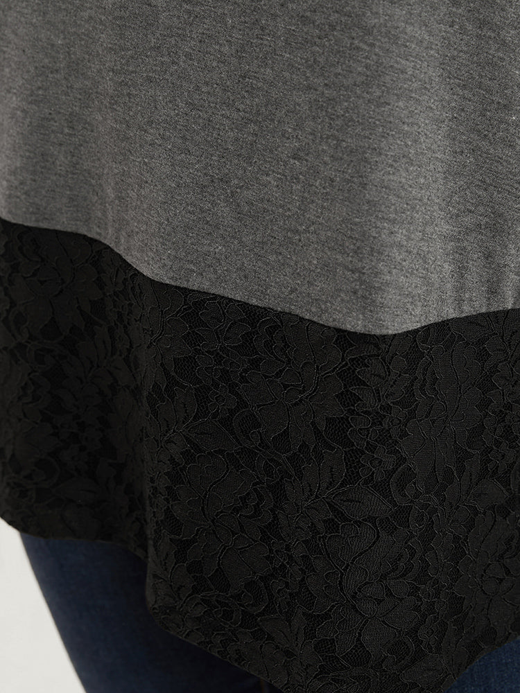 Colorblock Contrast Sleeveless Lace Tank Top