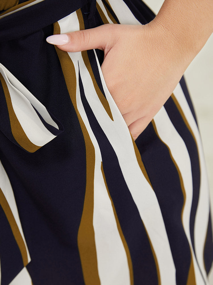 Water Ripple Belt Dolman Sleeve Pocket Wrap Romper