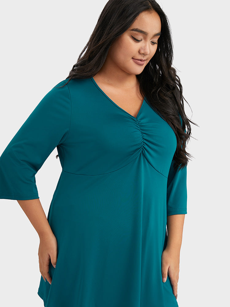 Solid Gathered Loose T-shirt