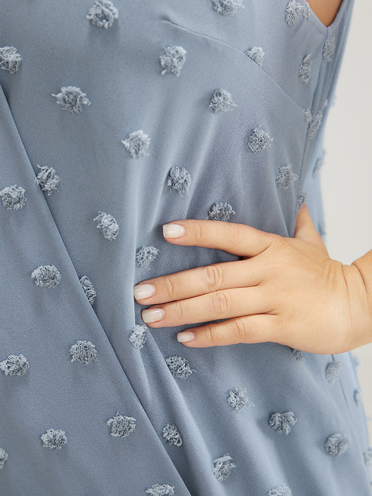 Plain Surplice Neck Polka Dot Tank Top