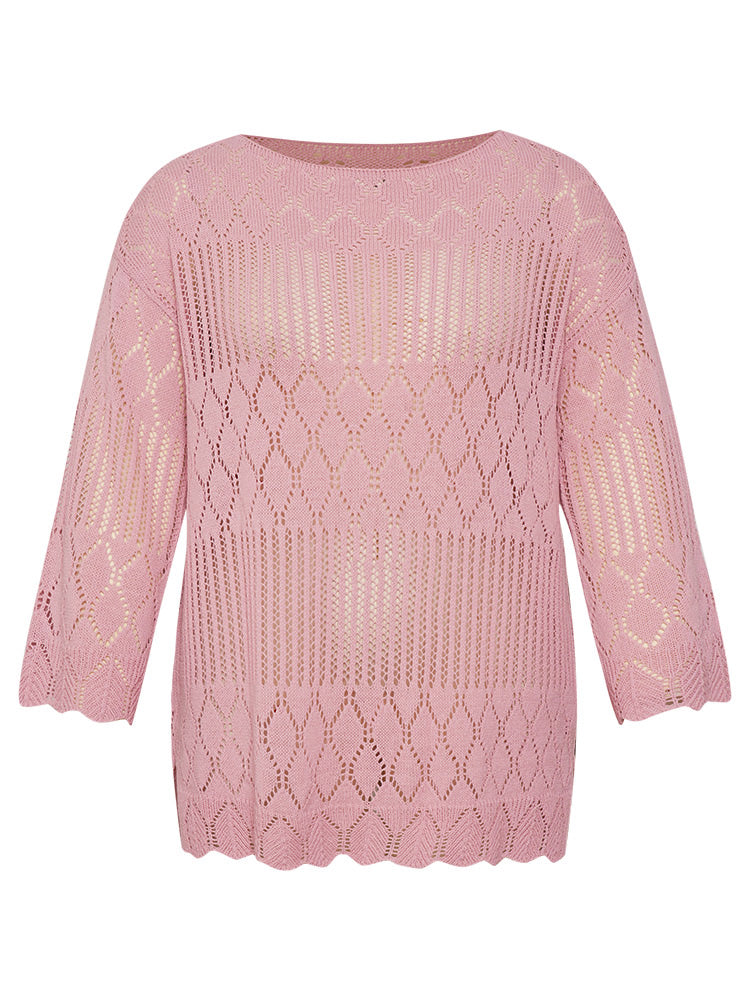 Supersoft Essentials Hollow Out Split Side Bell Sleeve Pullover