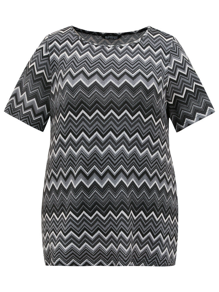 Geometric Striped Short Sleeve T-shirt