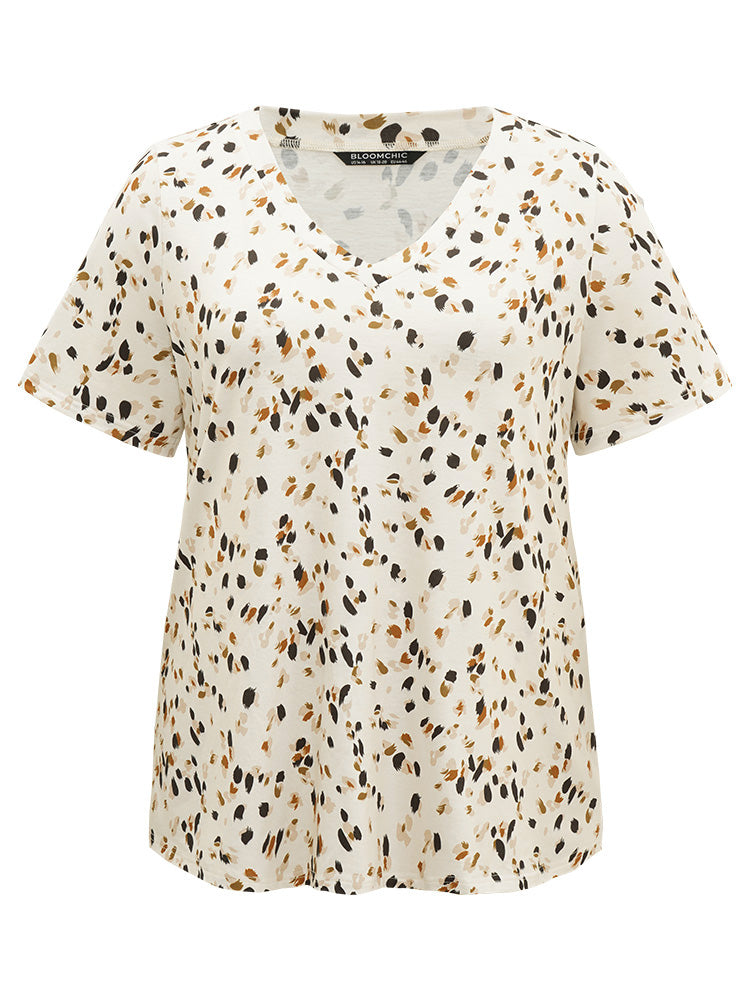 Allover Print V Neck T-shirt