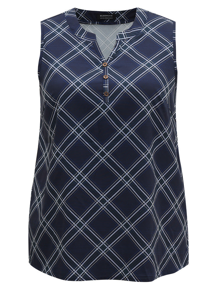 Argyle Plaid Notched Tank Top