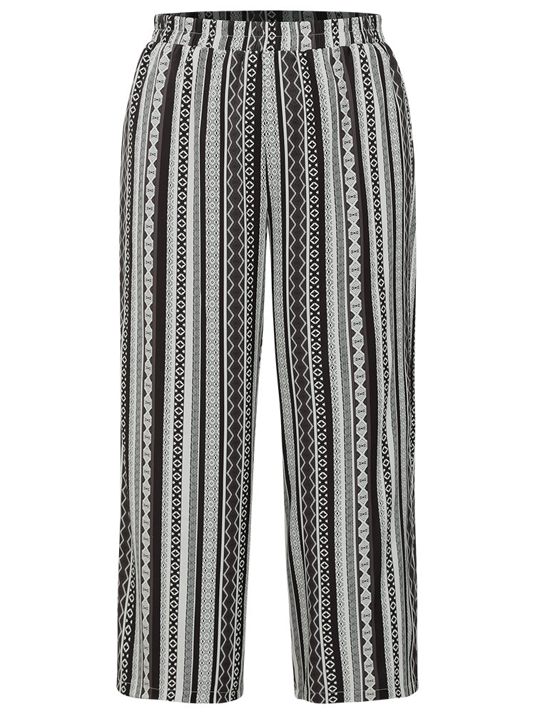 Bandana Print Elastic Waist Pocket Pants