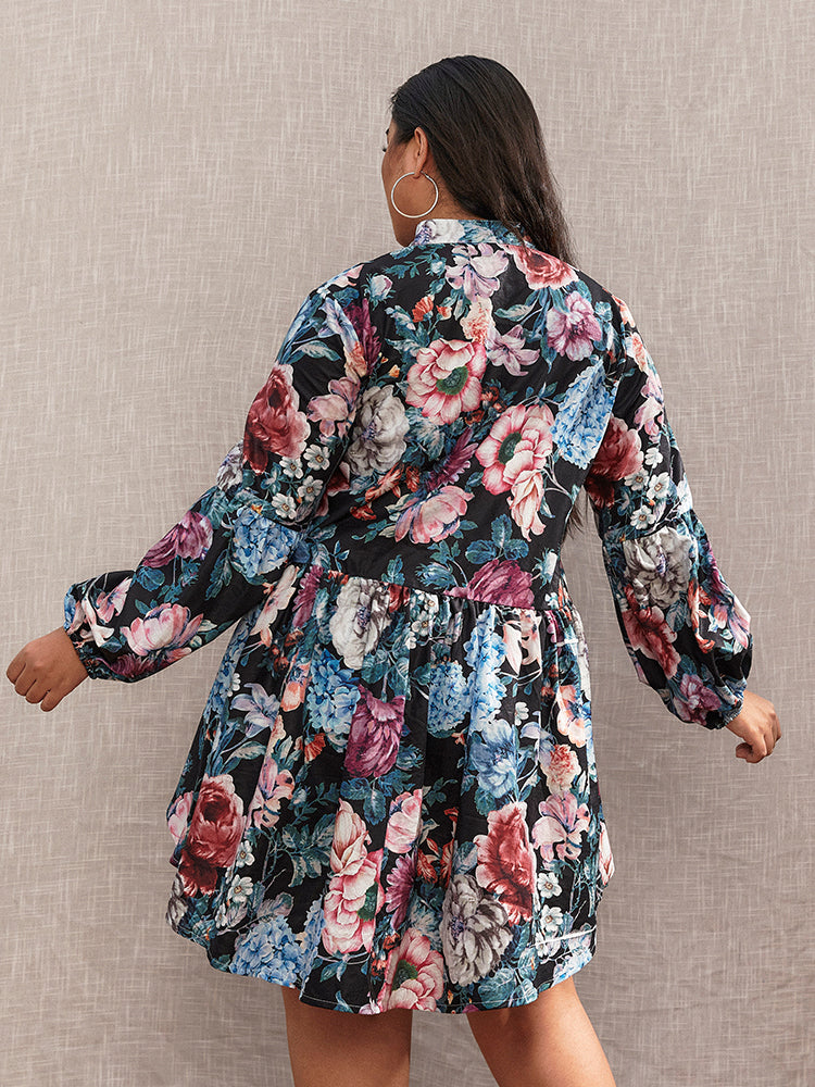 ruffled hem knot front floral dress