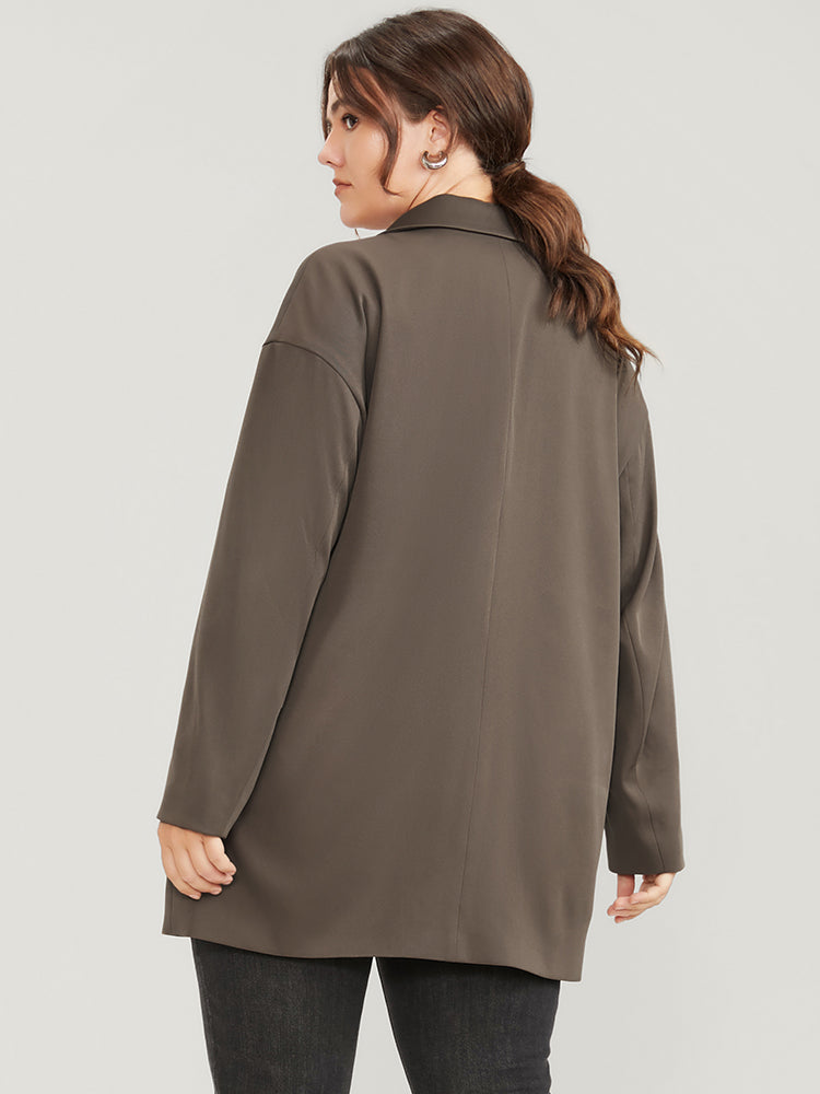 Solid Button Up Pocket Suit Collar Blazer