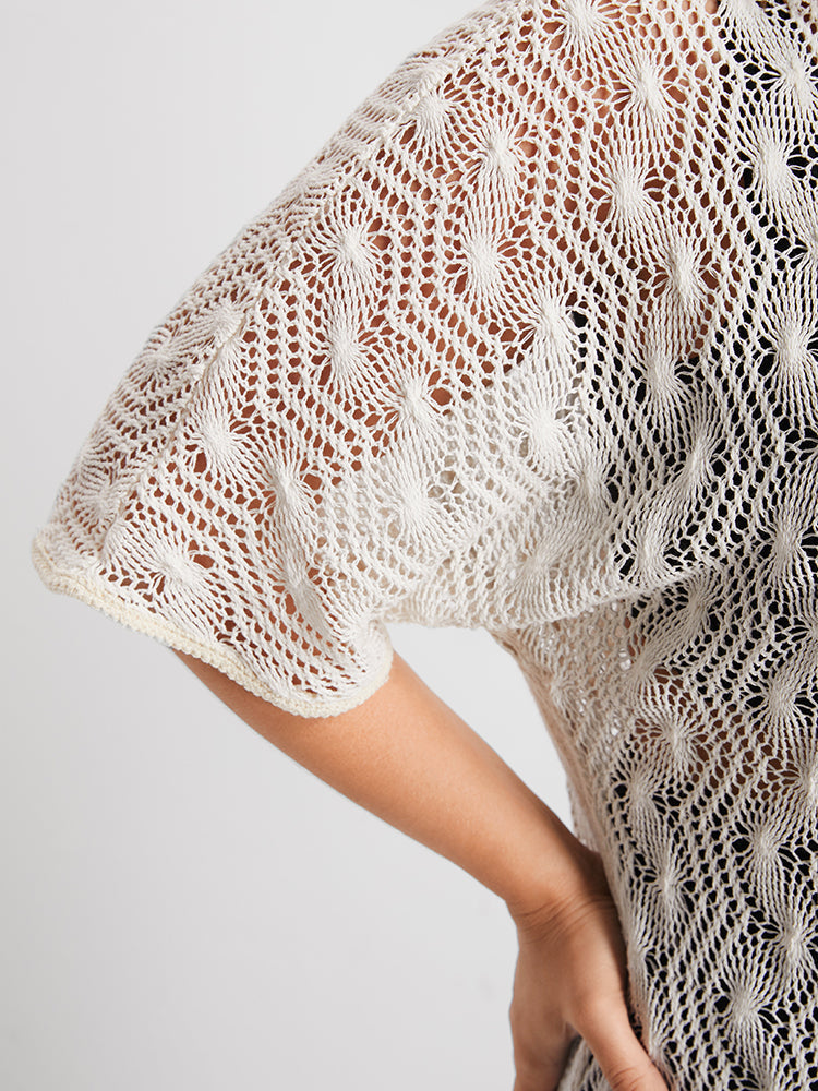 Plain Crochet Sheer T-shirt