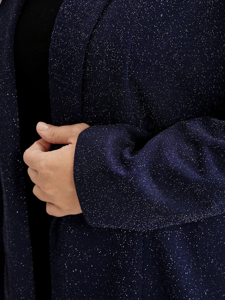 Solid Sequin Open Front Blazer