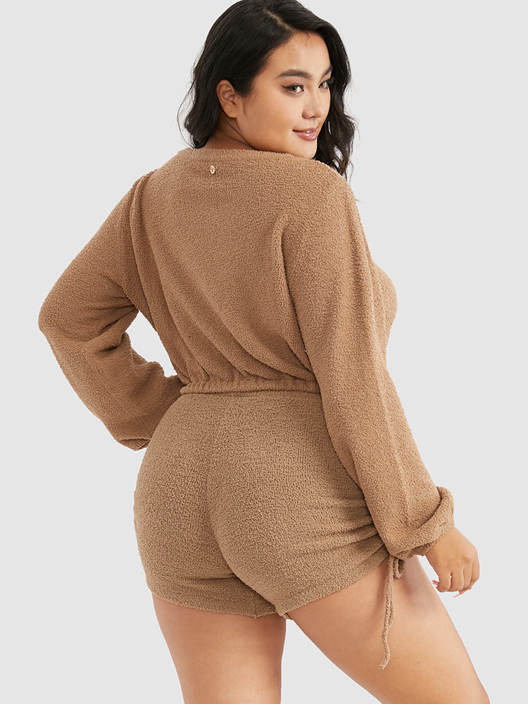 Flannel Side Drawstring Lounge Set