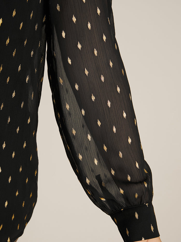 Geometric Print Notched Blouse With Black Cami Top