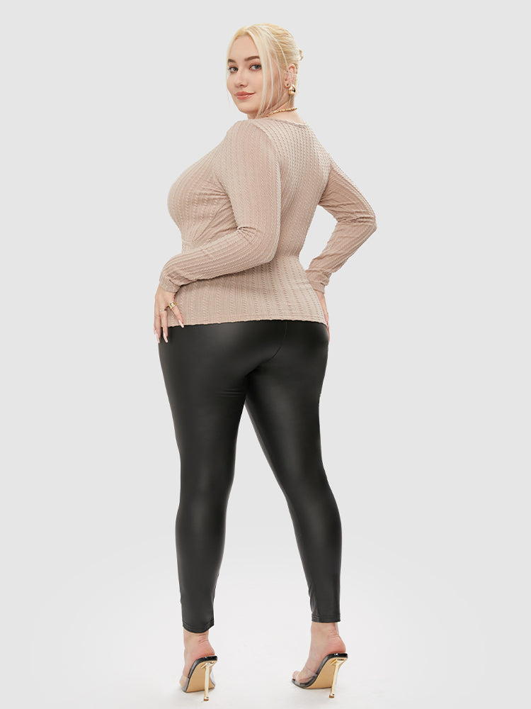 Surplice Neck Cable Knit Top