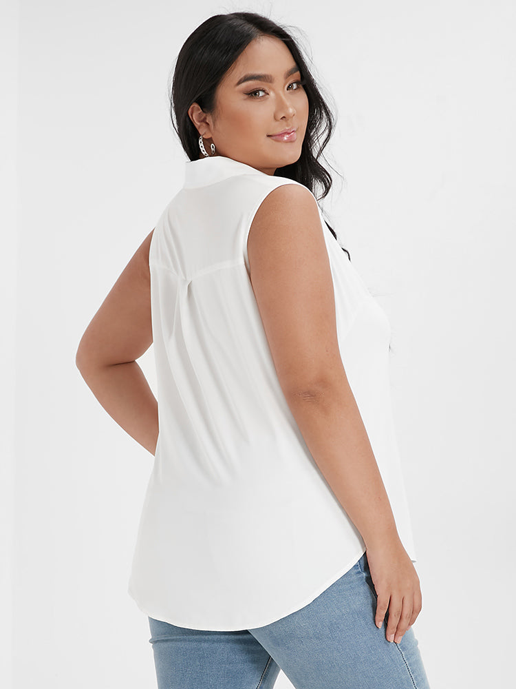 Plain Half-Zipper V Neck Tank Top