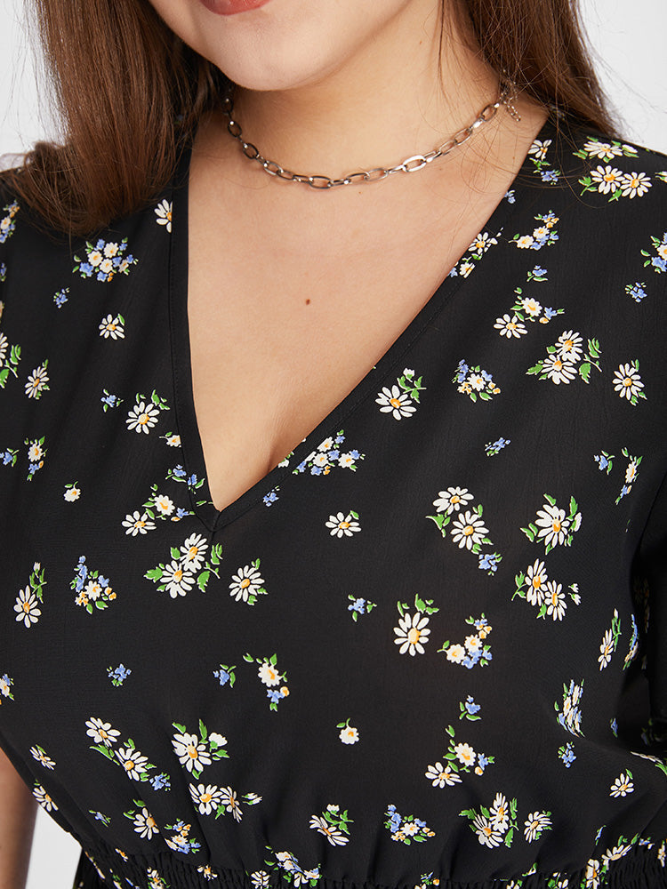 Bloom Dress - Ditsy Floral Elastic Waist A Line Dress