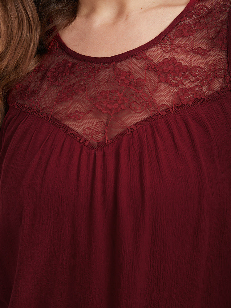 Plain Lace Patchwork Tank Top