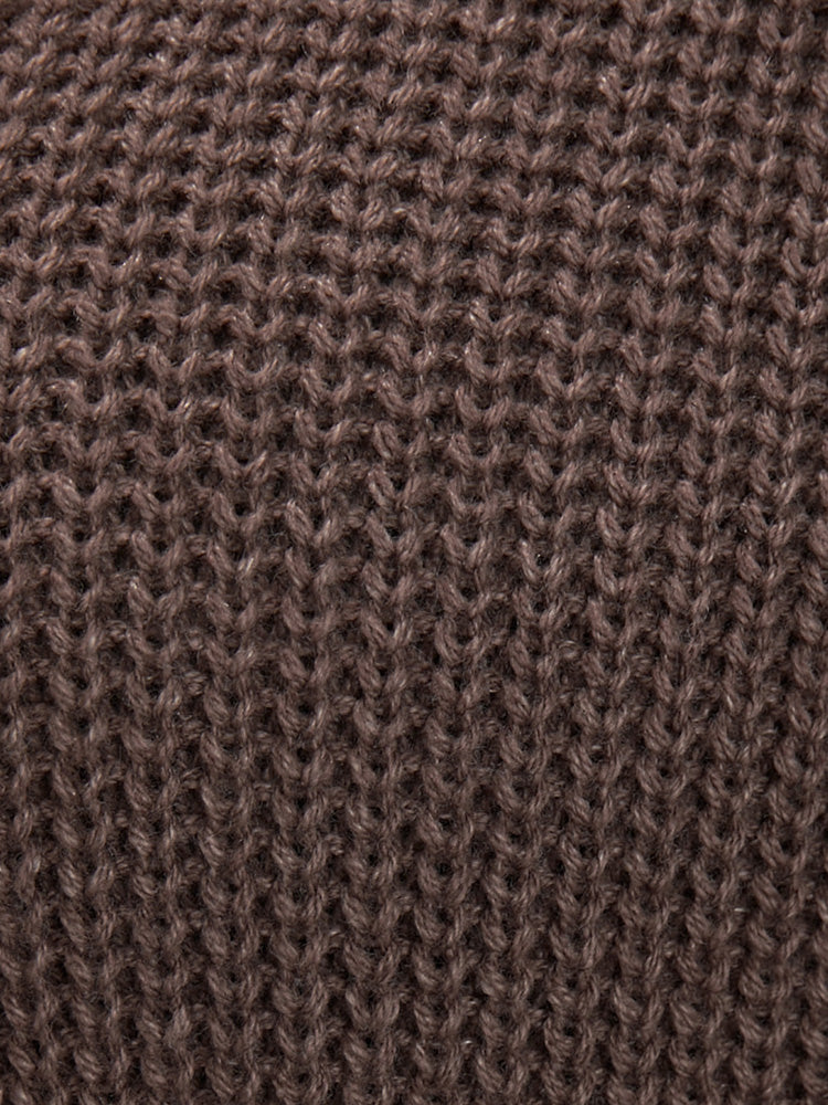 Plain Pointelle Knit Split Hem Pocket Button Front Long Cardigan