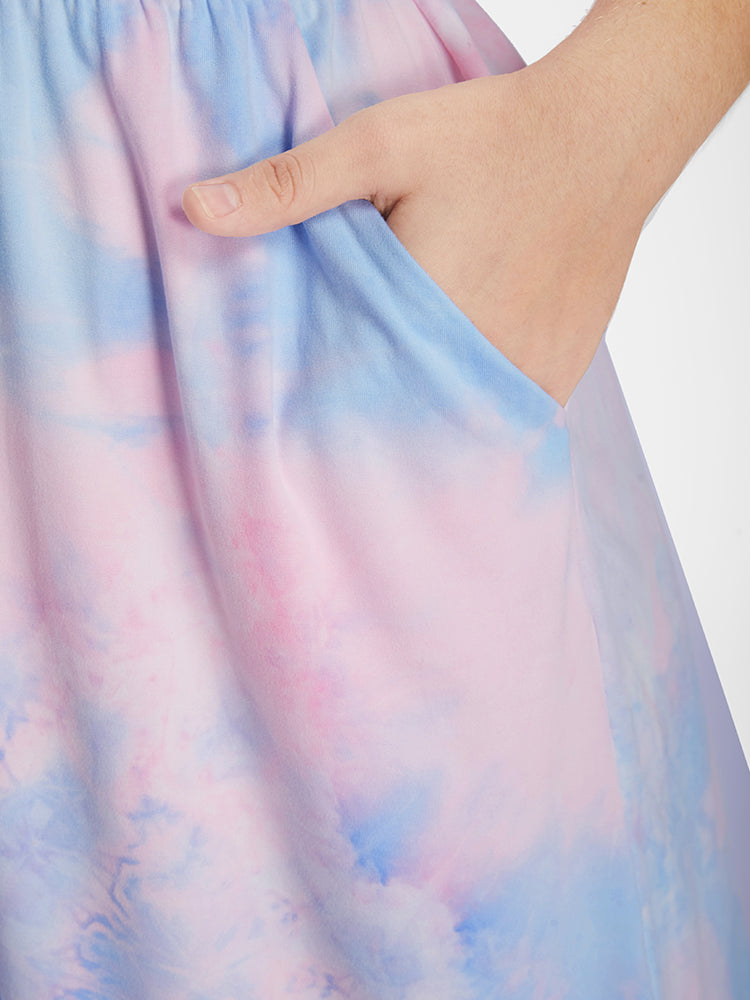 Tie Dye Elastic Waist Pocket Romper