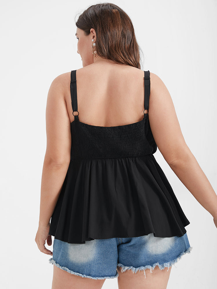 Solid Lace Ties Ruffles Cami Top