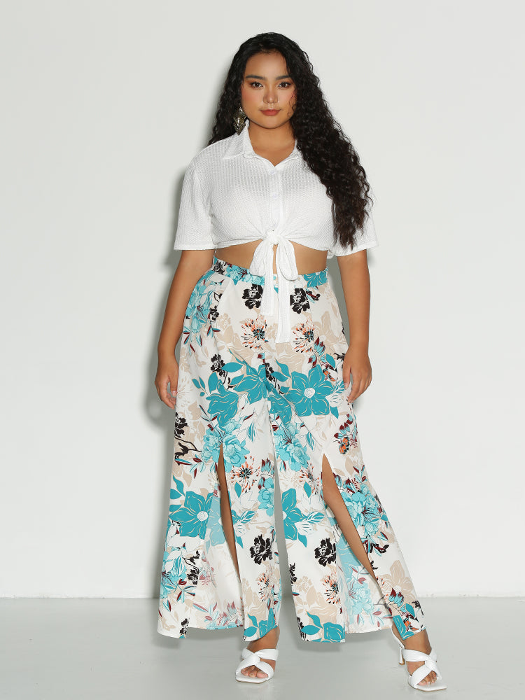 Twist-Front Lapel Collar Top