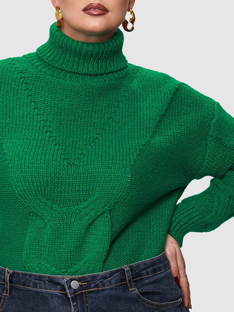 Cable Knit Funnel Neck Sweater