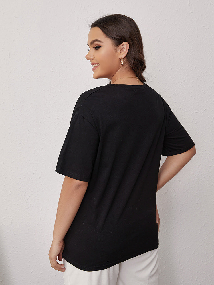 Solid Color Loose Round Neck T-shirt
