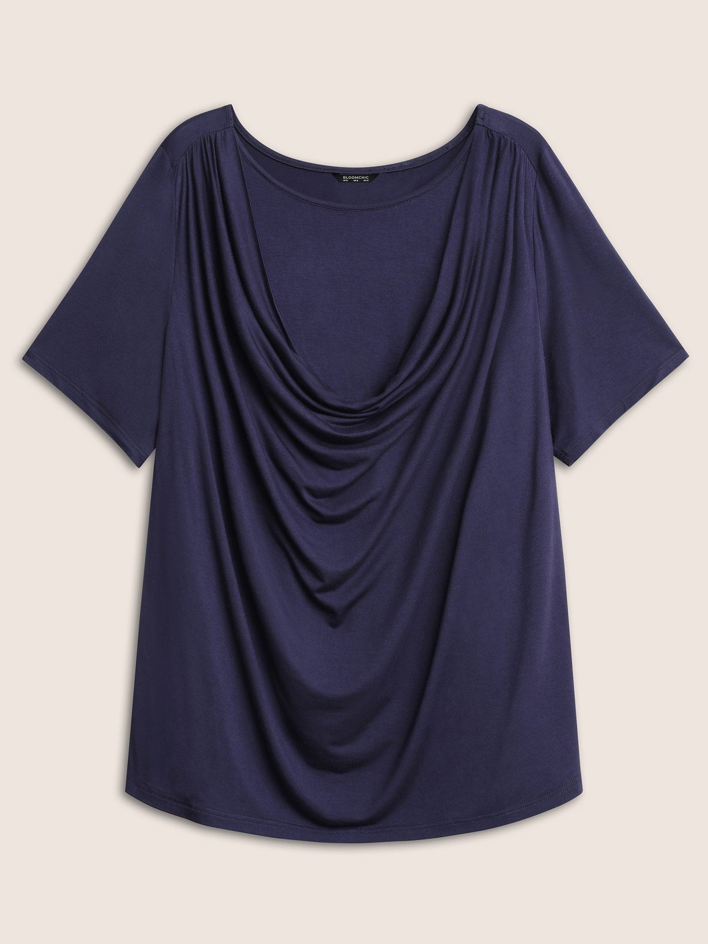 Solid Cowl Neck Gathered T-shirt