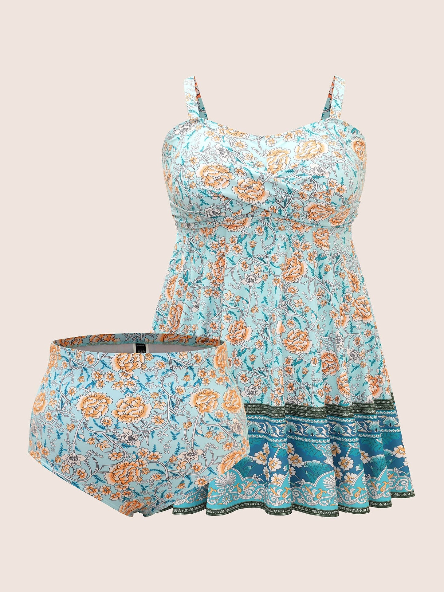 Bandana Print Crossover Adjustable Straps Swim Dress