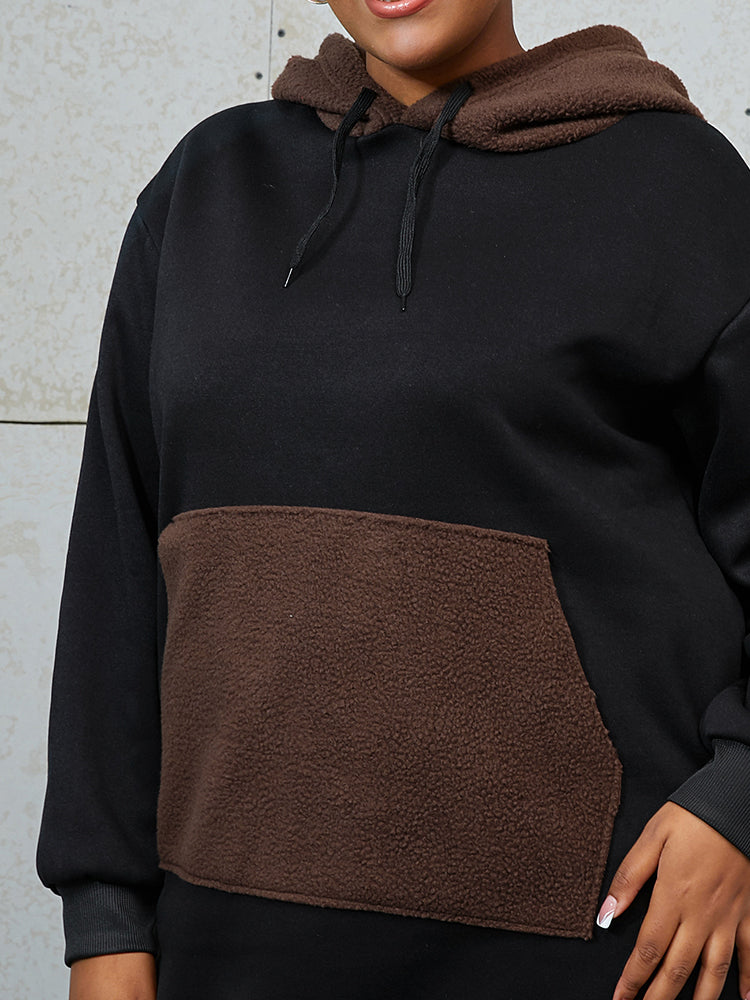 Color Block Pocket Sweatshirt Dress
