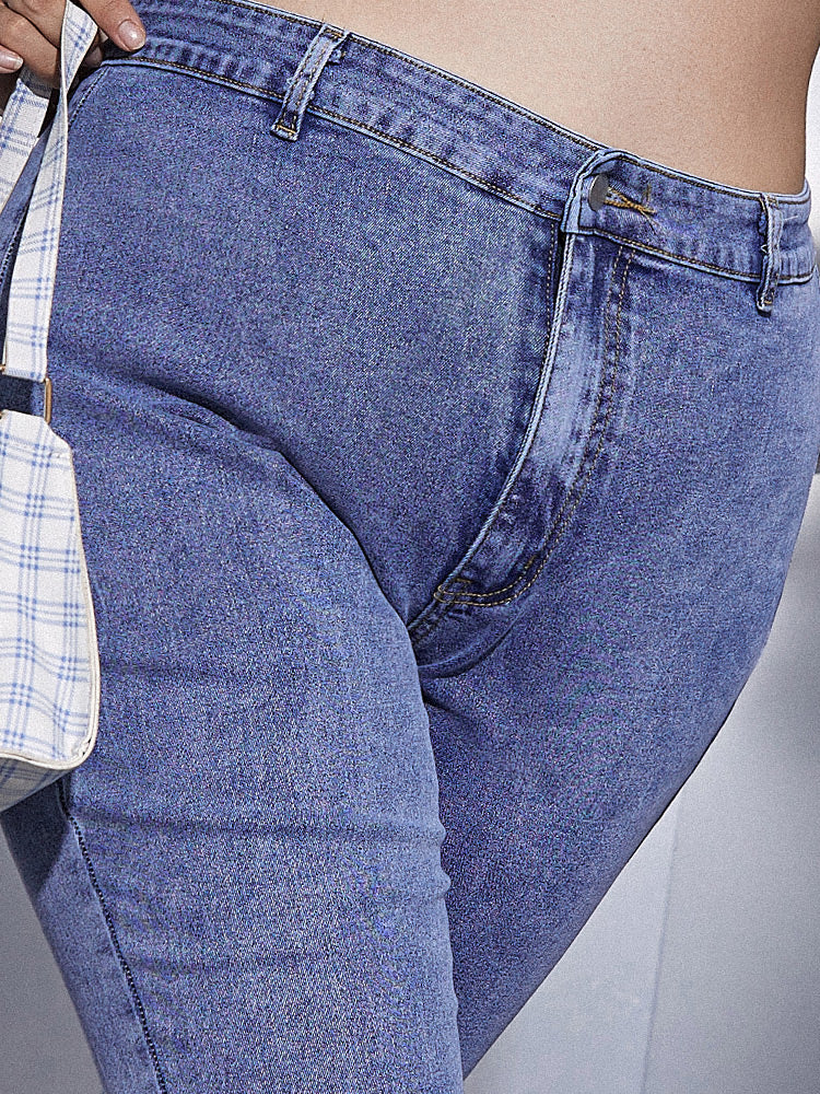 Button High Waist Jeans