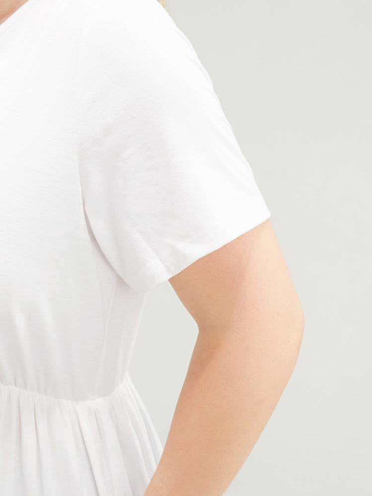 Solid Laser Cut Round Neck T-shirt