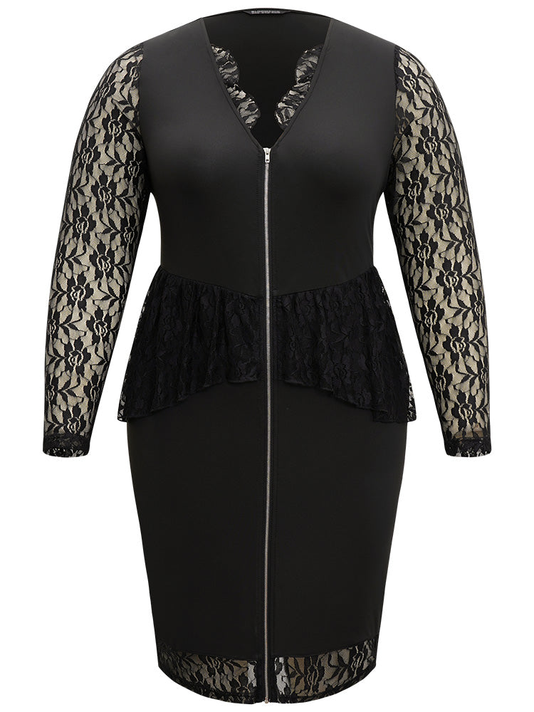 Halloween Guipure Lace Zipper Fly Layered Dress