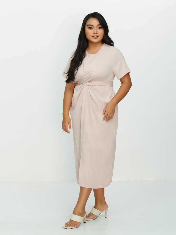 Bowknot Waist Ruched Split Hem